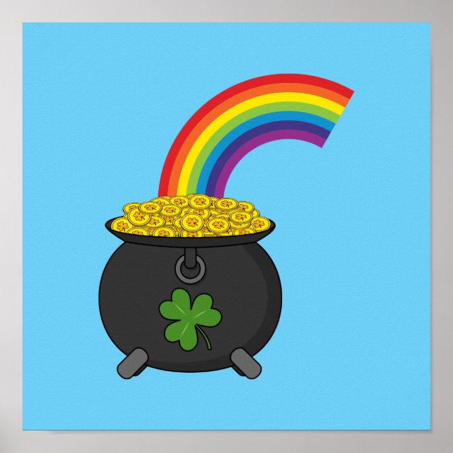 Pot of Guld Rainbow Tecknad Poster (Framsidan)