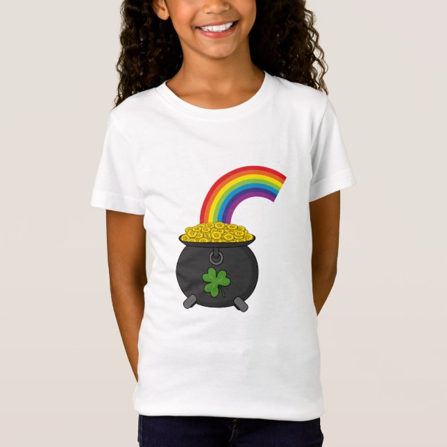Pot of Guld Rainbow Tecknad T Shirt (Framsida)