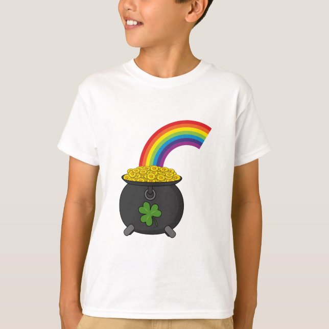 Pot of Guld Rainbow Tecknad T Shirt (Framsida)