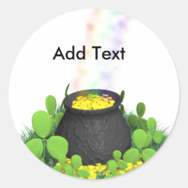 Pot of Guld Saint Pattys Stickers Runt Klistermärke