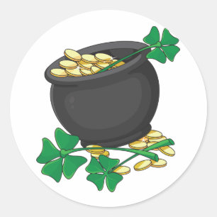 Pot of Guld Stickers Runt Klistermärke