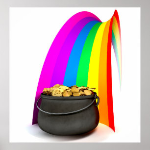 Pot O'Guld i slutet av ett regnbåge Poster