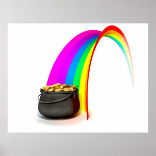 Pot O'Guld i slutet av ett regnbåge Poster