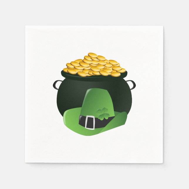 Pot o'Guld Leprechaun Hat Pappersservett (Framsidan)