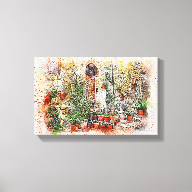 Pot-ston för fönsterluckor för garden-blomman canvastryck (Framsida)