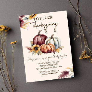 Pot Tur Thanksgiving boho pumpar solblommor Inbjudningar