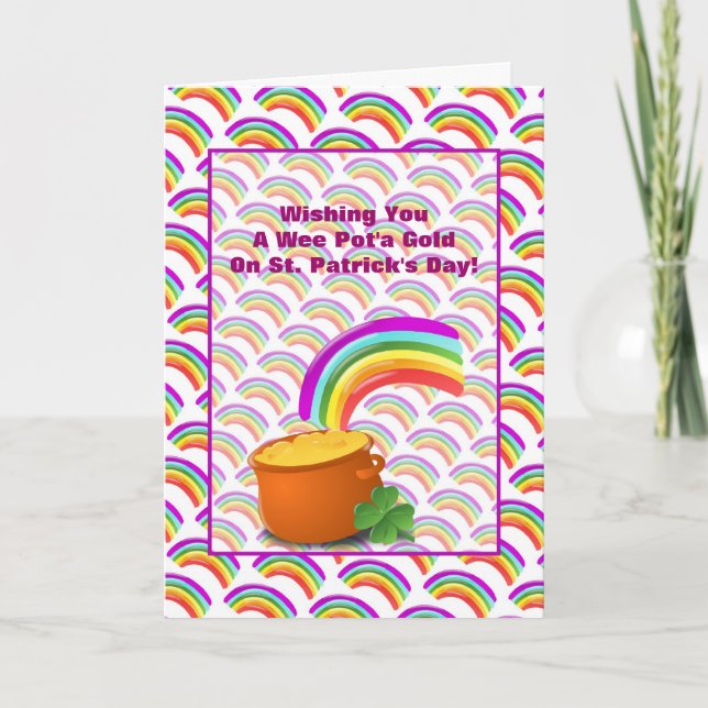 Pot'a Guld och Rainbow St. Patrick's Day Card Kort (Framsida)