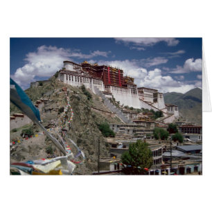 Potala med bön flaggor, Tibet, China Hälsningskort