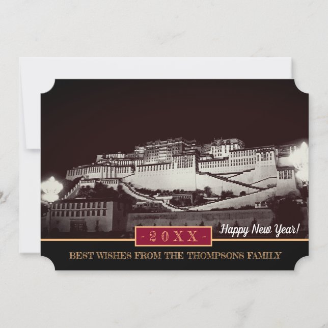 Potala Palace & Gott nytt år! Kort/Lhasa-tibet Julkort (Framsida)