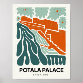 Potala Palace Lhasa Tibets blommigt för abstrakt Poster