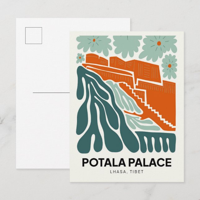 Potala Palace Lhasa Tibets blommigt för abstrakt Vykort (Fram/baksida)