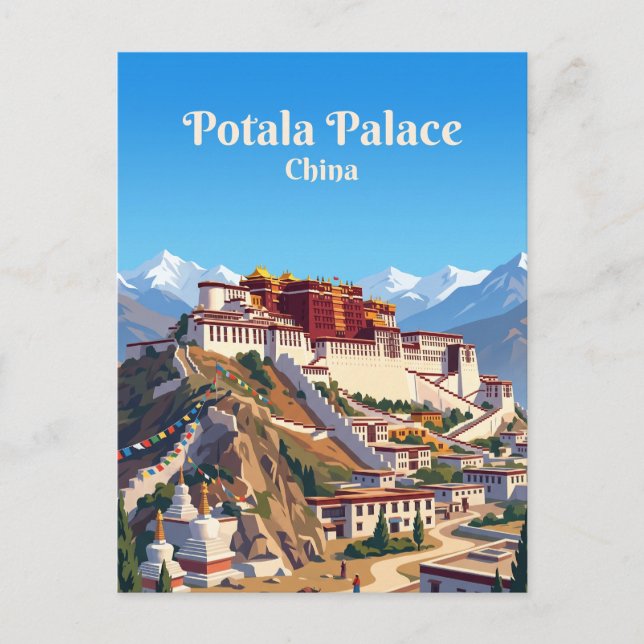 Potala-palatset Kina Vykort (Framsida)