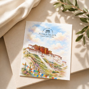 Potala-palatset, Lhasa Tibet Kina Landskap Helg Vykort