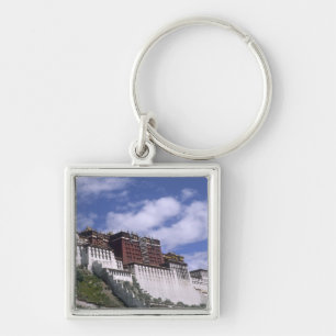 Potala-palatset på berget hem för Dalai Fyrkantig Silverfärgad Nyckelring
