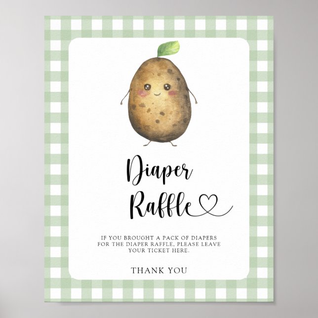 Potatis baby shower - blöja lotteri poster (Framsidan)