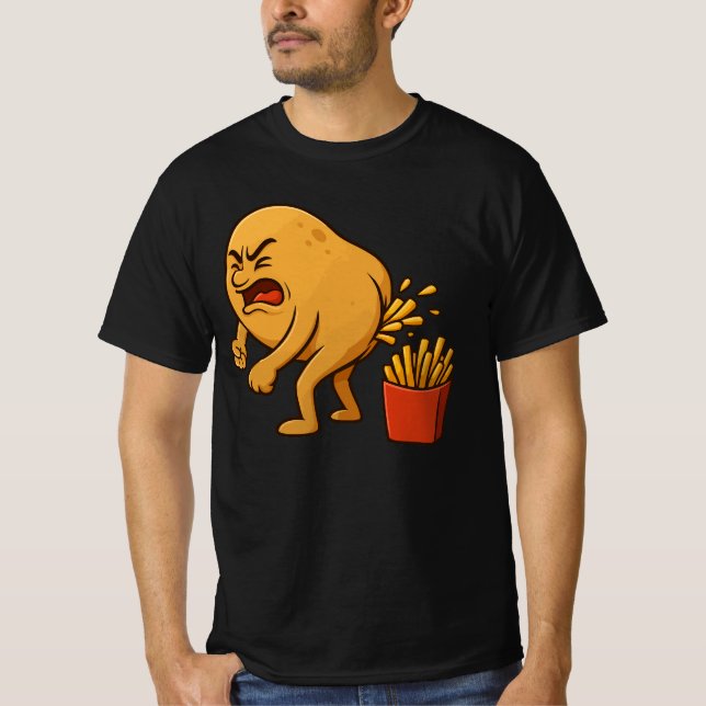 Potatis Bajsande Pommes Frites l Roliga Pommes Fri T Shirt (Framsida)