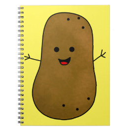 Potatis, Cute Lycklig, Gult, bakgrund Anteckningsbok Med Spiral
