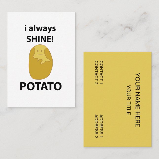 Potatis jag lyser alltid rolig potatis visitkort (Fram/baksida)