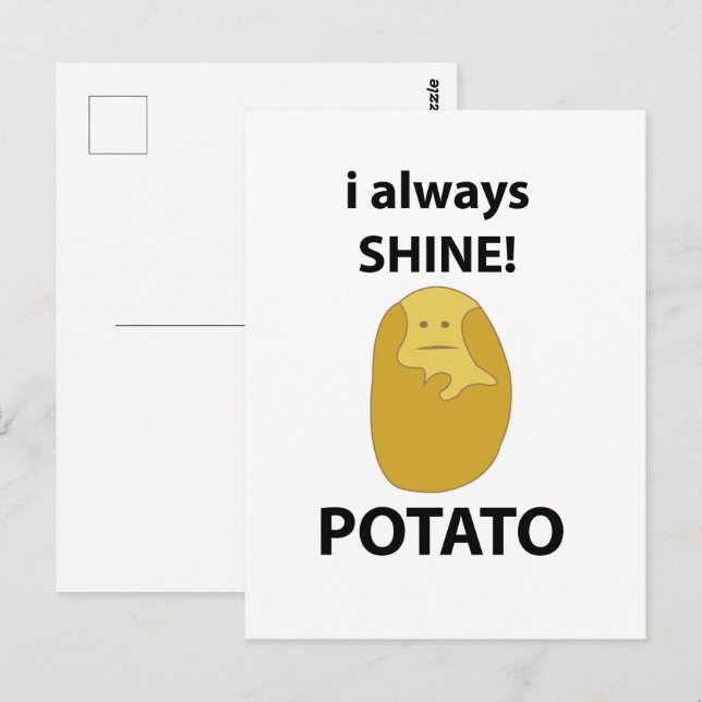 Potatis Jag Lyser Alltid Rolig Potatis Vykort (Fram/baksida)