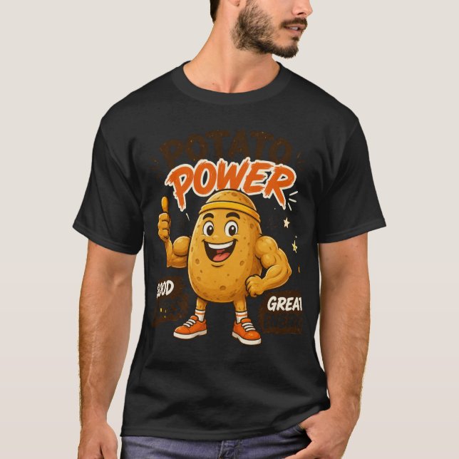 Potatis Kraft Tecknad Fitness Design T Shirt (Framsida)