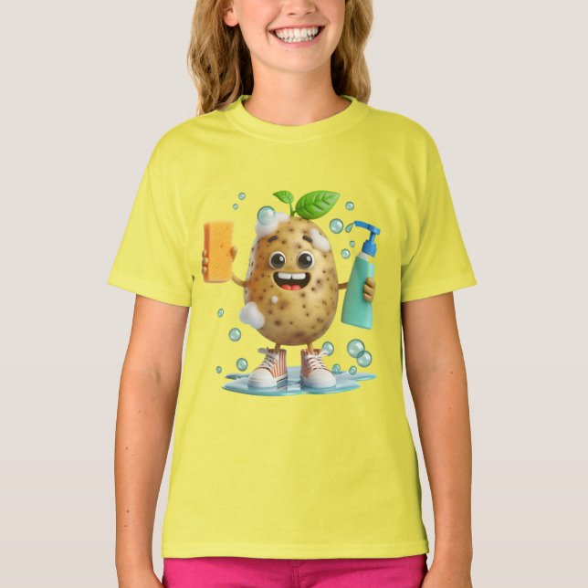Potatis med Shampoo T Shirt (Framsida)