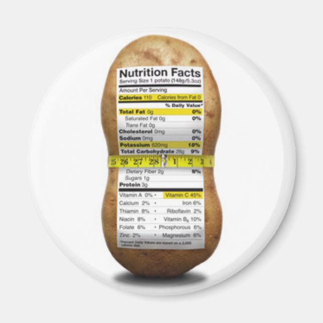 Potatis, näringsmässiga fakta magnet (Framsidan)