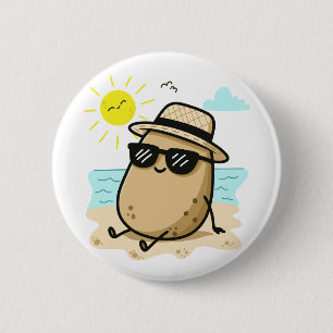 Potatis På Stranden Sommarstämning Knapp