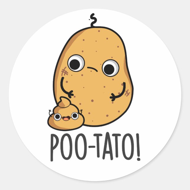 Potatis Rolig Grönsak Bajs Puns  Runt Klistermärke (Framsida)