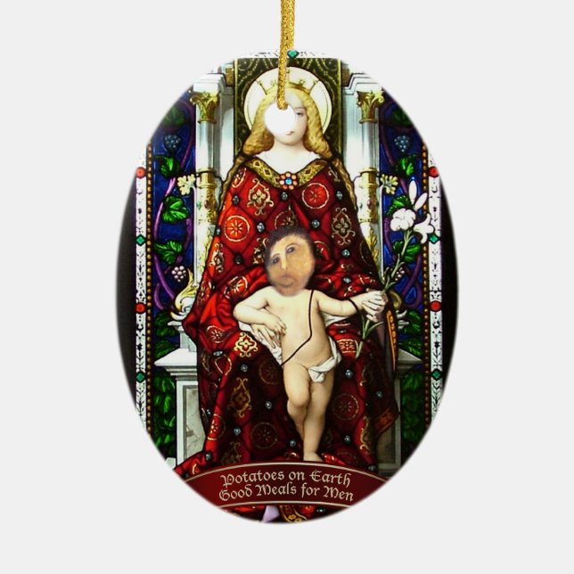 "Potatisar på jord" potatisJesus prydnad Julgransprydnad Keramik (Framsidan)