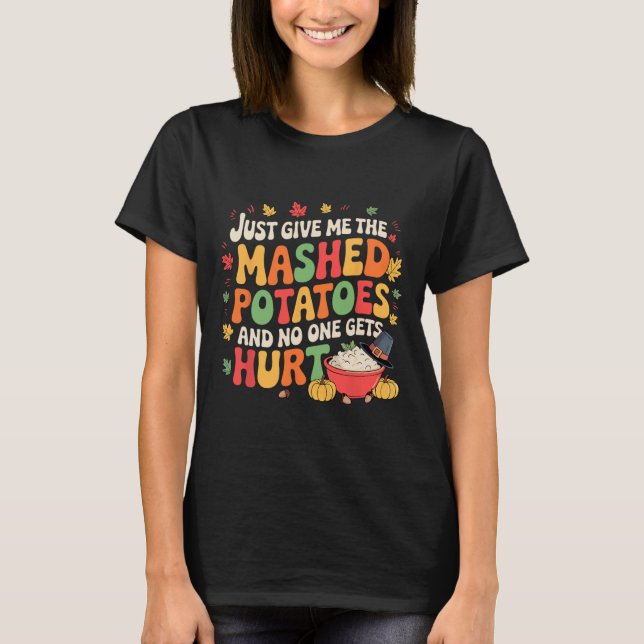 Potatispurélskare Rolig Thanksgiving jul T Shirt (Framsida)