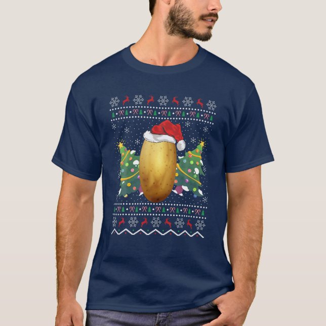 Potato Älskare Julafton Gift Ugly Potato jul T Shirt (Framsida)