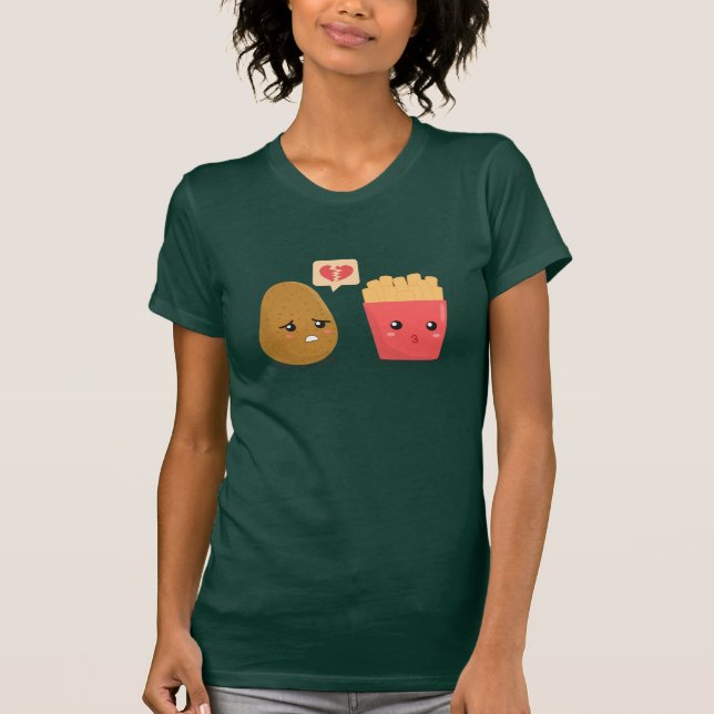 Potato är Heart Bruten över Fransk Fries T-shirt (Framsida)