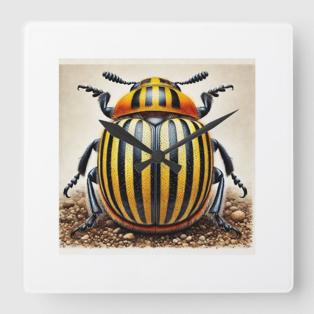 Potato beetle Leptinotarsa decemlineata 310824IREF Fyrkantig Klocka (Framsida)