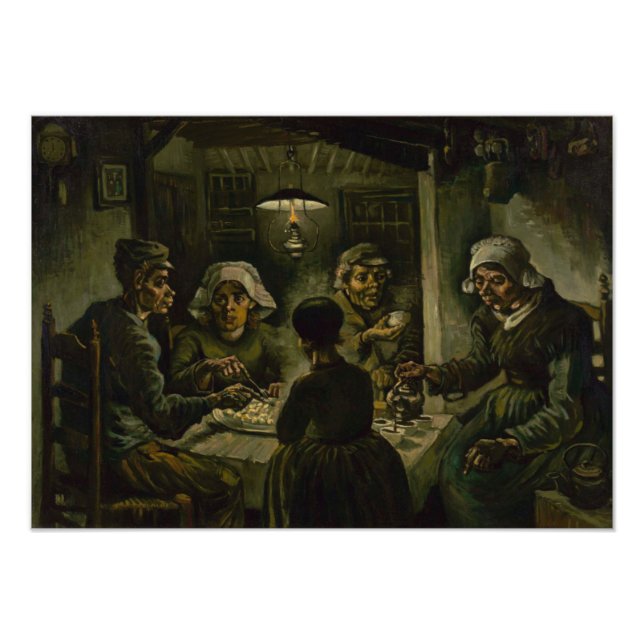 Potato Eaters av Vincent Van Gogh Fototryck (Framsidan)