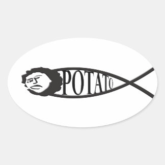 Potato Jesus Fish Emblem Sticker Ovalt Klistermärke