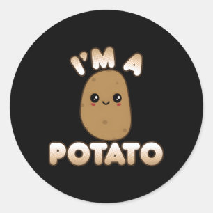 Potato Kawaii Stil Smiling jag är en potatis Runt Klistermärke