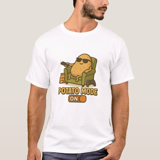 Potato Mode – Lazy Life Activated T Shirt (Framsida)