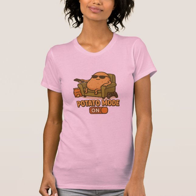 Potato Mode – Lazy Life Activated T Shirt (Framsida)