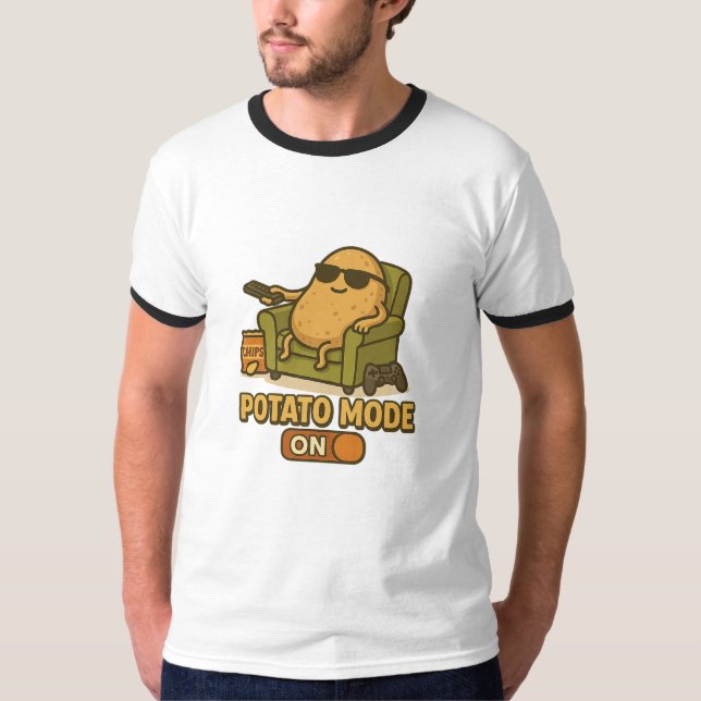 Potato Mode – Lazy Life Activated T Shirt (Framsida)