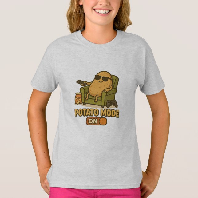Potato Mode – Lazy Life Activated T Shirt (Framsida)