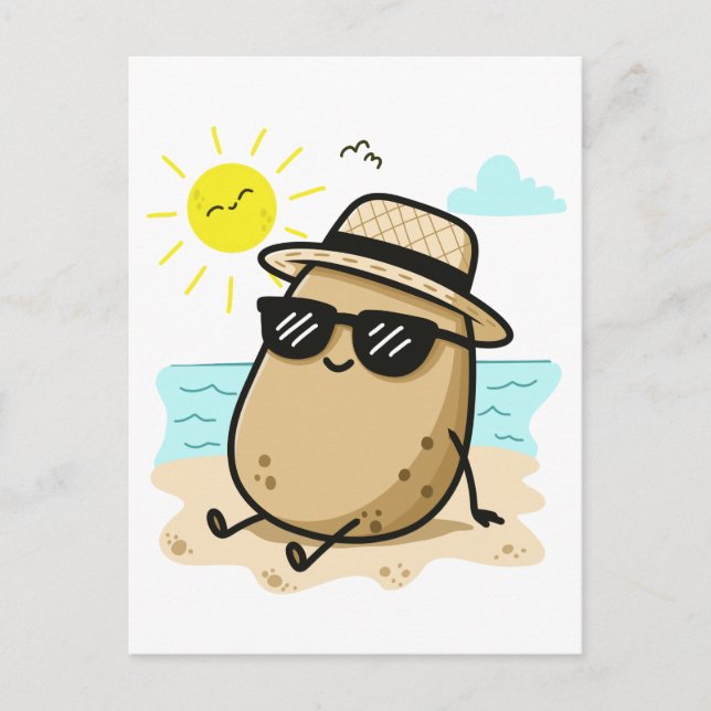 Potato On The Beach Summer Vibes Vykort (Framsida)