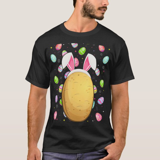 Potato Påskägg Funny Potato Påsk Söndag T Shirt (Framsida)