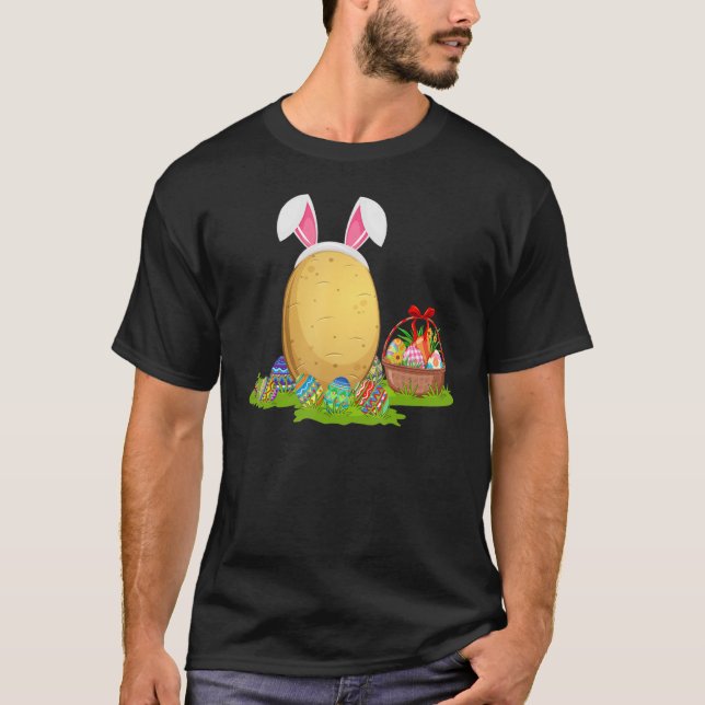 Potato Påskägg Hunting Bunny Potato Påsk Sund T Shirt (Framsida)