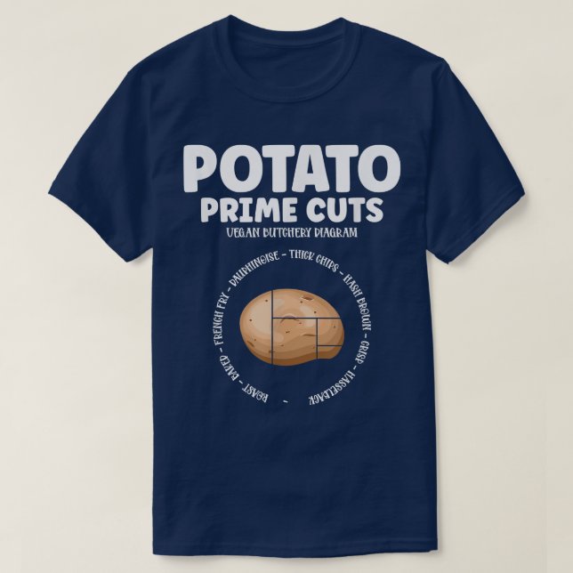 Potato Prime Cuts Vegan Butchery Vegetarian Plant T Shirt (Design framsida)