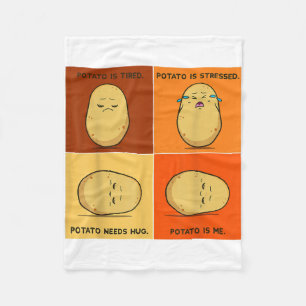 Potato Spud Root Vegetable Tater Vegan Älskare Ket Fleecefilt