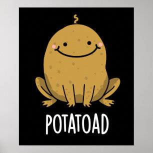 Potatoad Funny Potato Toad Pun Mörk BG Poster