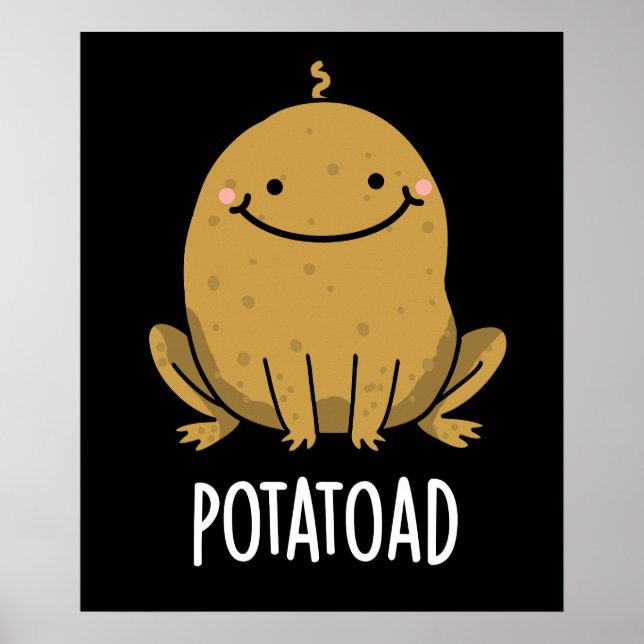 Potatoad Funny Potato Toad Pun Mörk BG Poster (Framsidan)