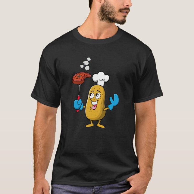 Potatoe Barbecue Steak Summer Hobby Chef T Shirt (Framsida)