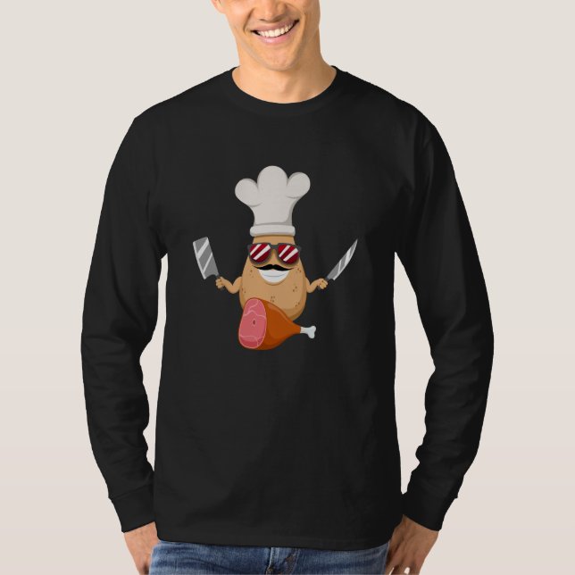 Potatoe Budger Vegetable Hobby Chef T Shirt (Framsida)