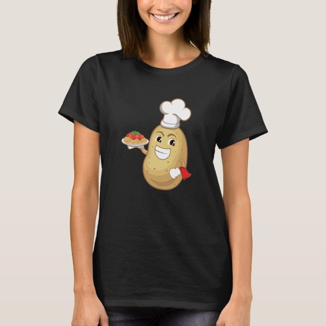 Potatoe Serving Spaghetti Restaurant Hobby Chef T Shirt (Framsida)
